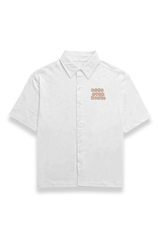 Deen Over Dunya Typography Embroidery Oversized Shirt