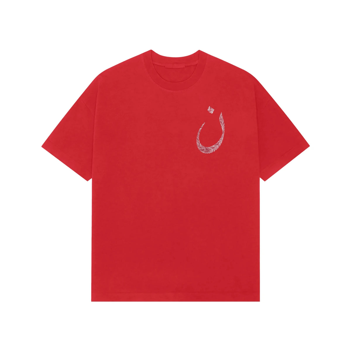 Arabic Letter Noon Carpet French Terry Cotton Oversized Tshirt - Red