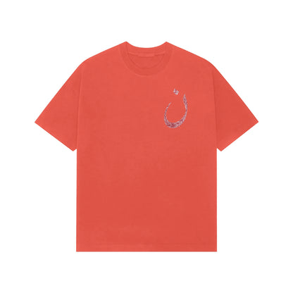 Arabic Letter Noon Carpet French Terry Cotton Oversized Tshirt - Brick Red
