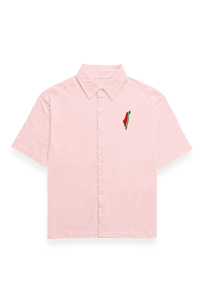 Palestine Watermelon Map Embroidery Oversized Shirt