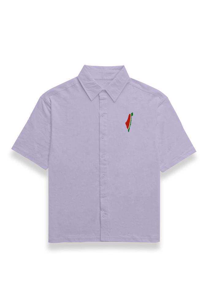 Palestine Watermelon Map Embroidery Oversized Shirt
