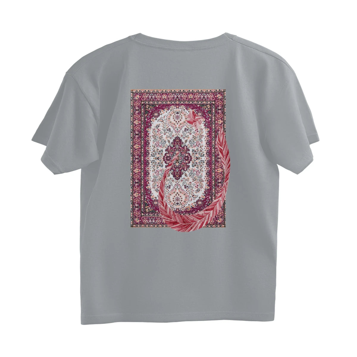 Arabic Letter Noon With Carpet Oversized Tshirt - Silver Frost
