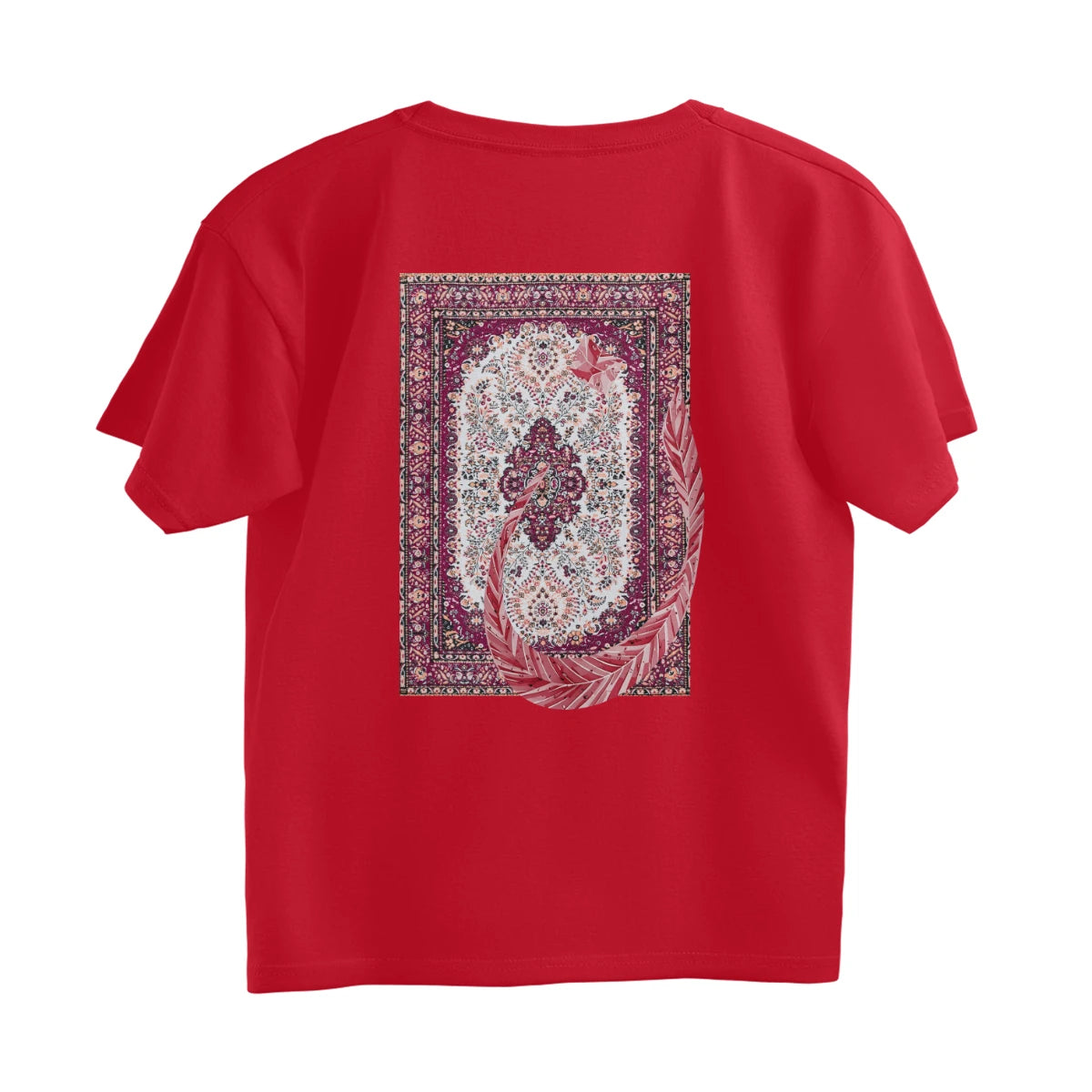 Arabic Letter Noon With Carpet Oversized Tshirt - Red