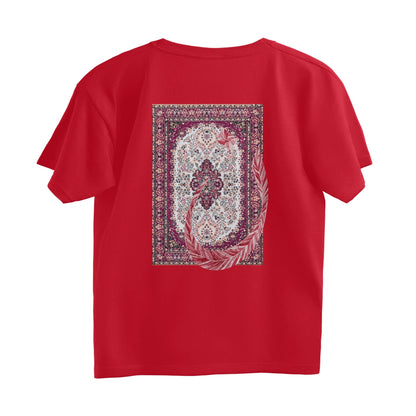 Arabic Letter Noon With Carpet Oversized Tshirt - Red