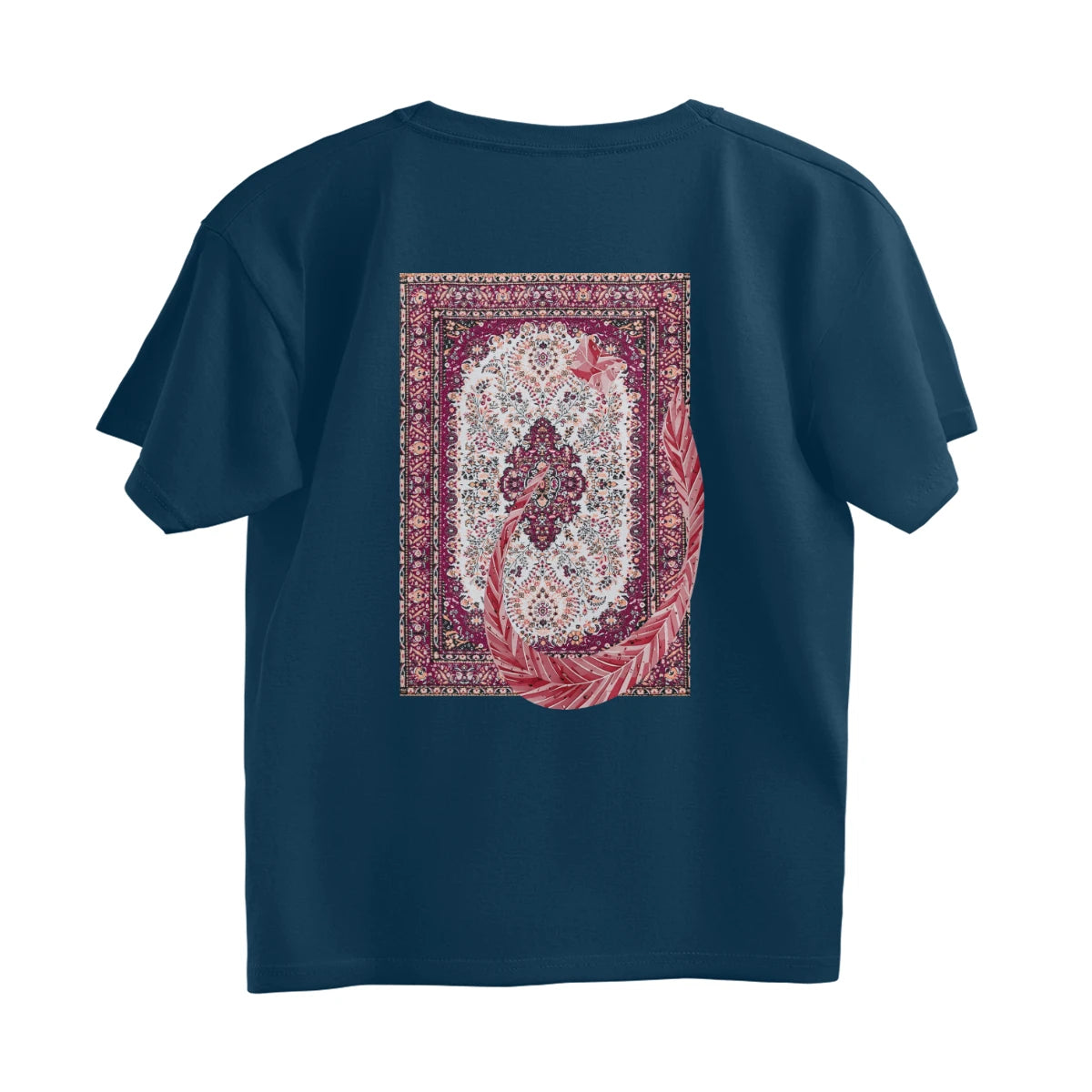 Arabic Letter Noon With Carpet Oversized Tshirt - Navy Blue