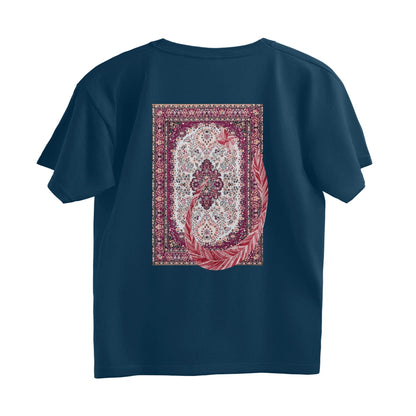 Arabic Letter Noon With Carpet Oversized Tshirt - Navy Blue