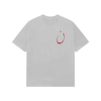 Arabic Letter Noon Carpet French Terry Cotton Oversized Tshirt - Ash Grey
