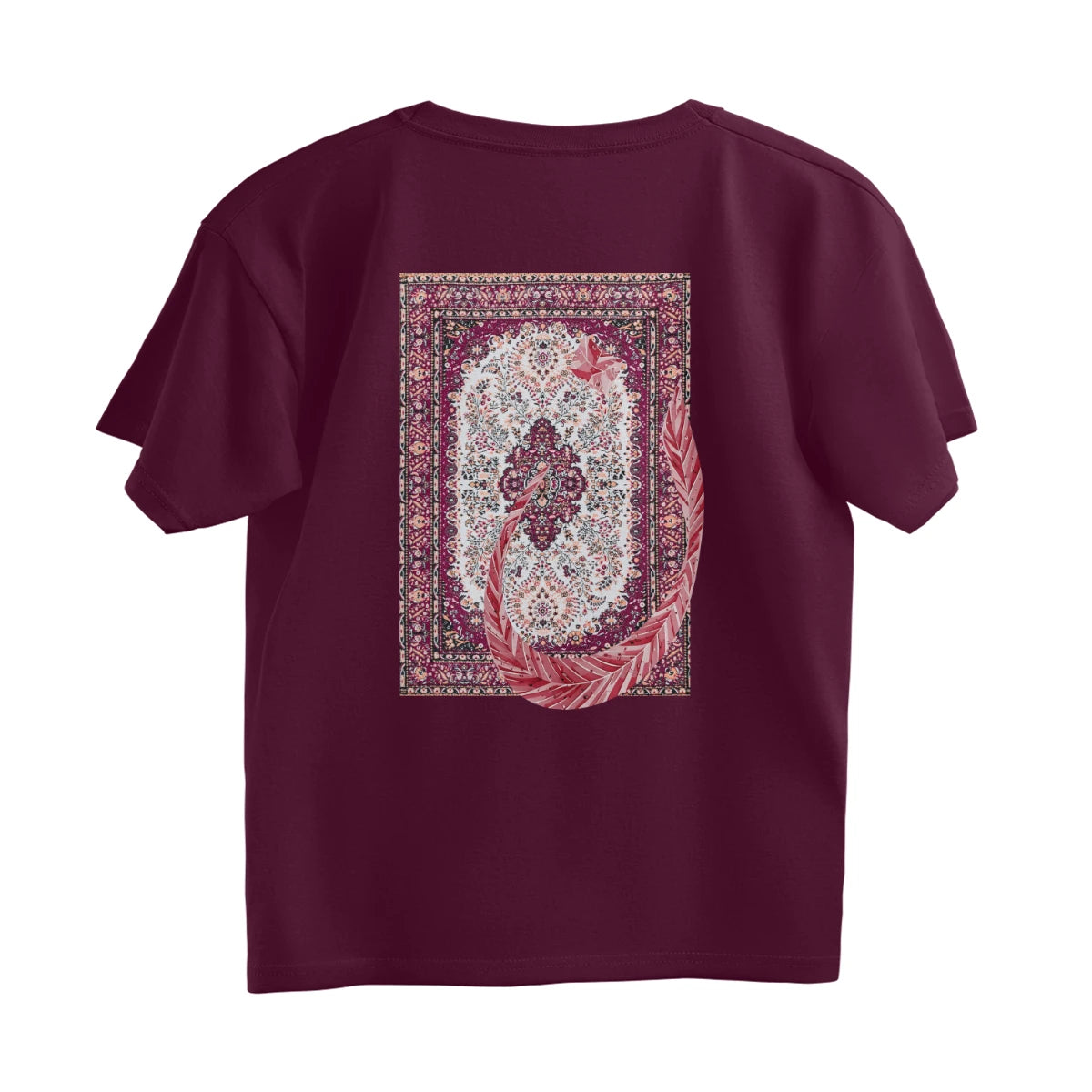 Arabic Letter Noon With Carpet Oversized Tshirt - Burgundy