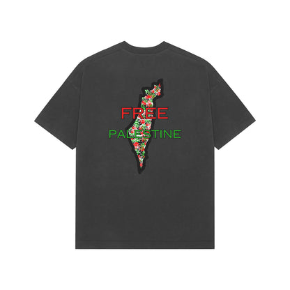 Free Palestine Map French Terry Cotton Oversized Tshirt