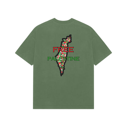Free Palestine Map French Terry Cotton Oversized Tshirt
