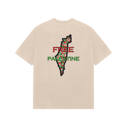 Free Palestine Map French Terry Cotton Oversized Tshirt