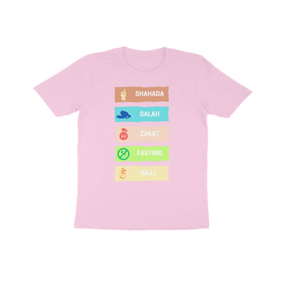 Five Pillars of Islam Multicolor Kids Tshirt