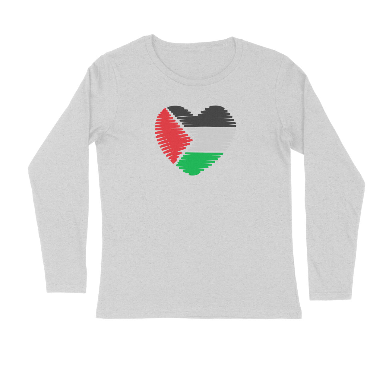 Palestine Flag Heart Full Sleeves Tshirt