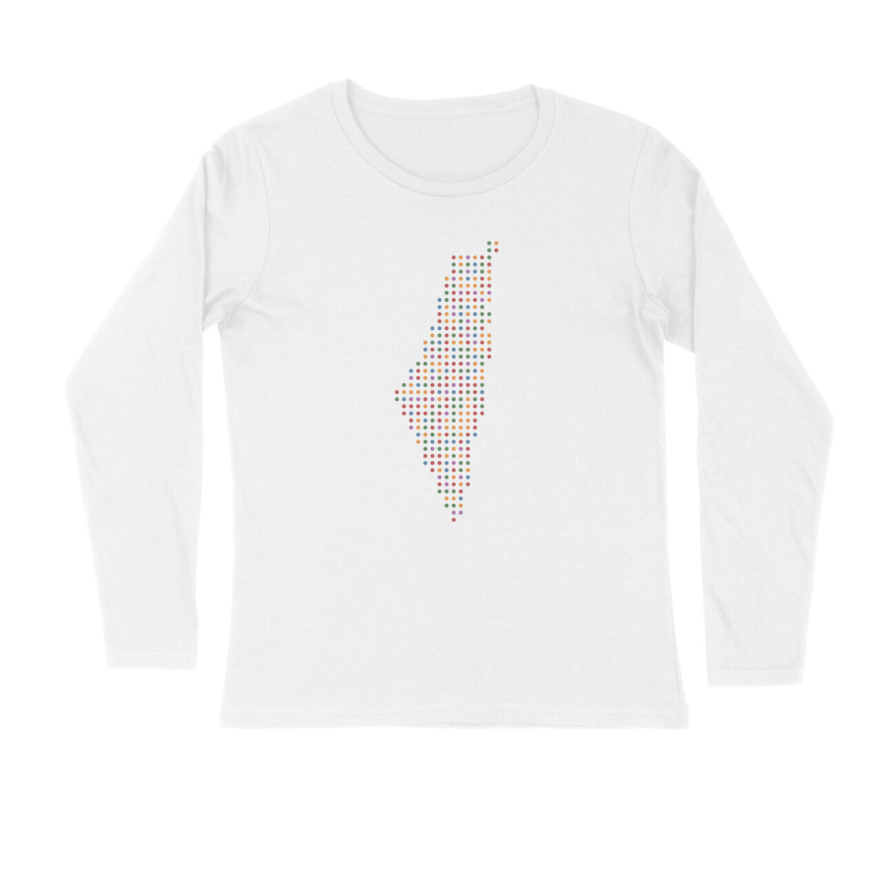 Palestine Map Color Dots Full Sleeves Tshirt