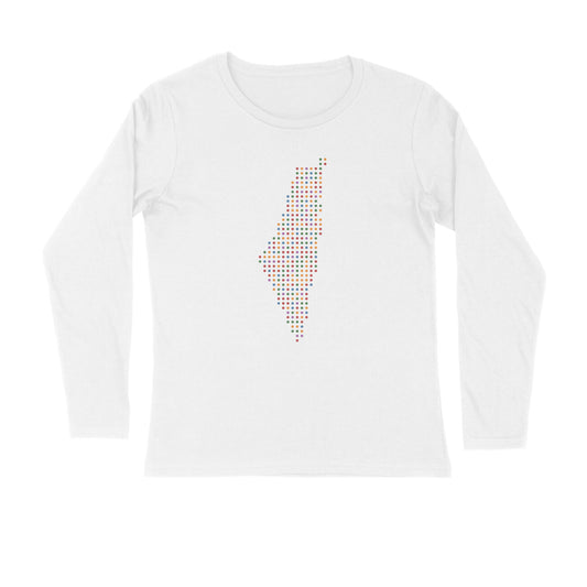 Palestine Map Color Dots Full Sleeves Tshirt