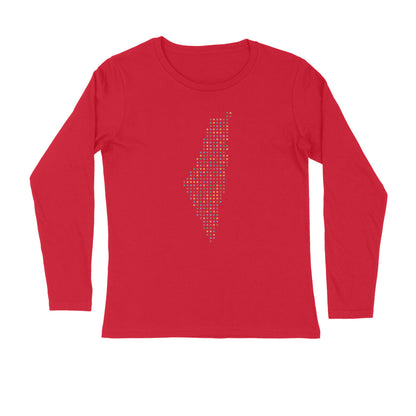 Palestine Map Color Dots Full Sleeves Tshirt