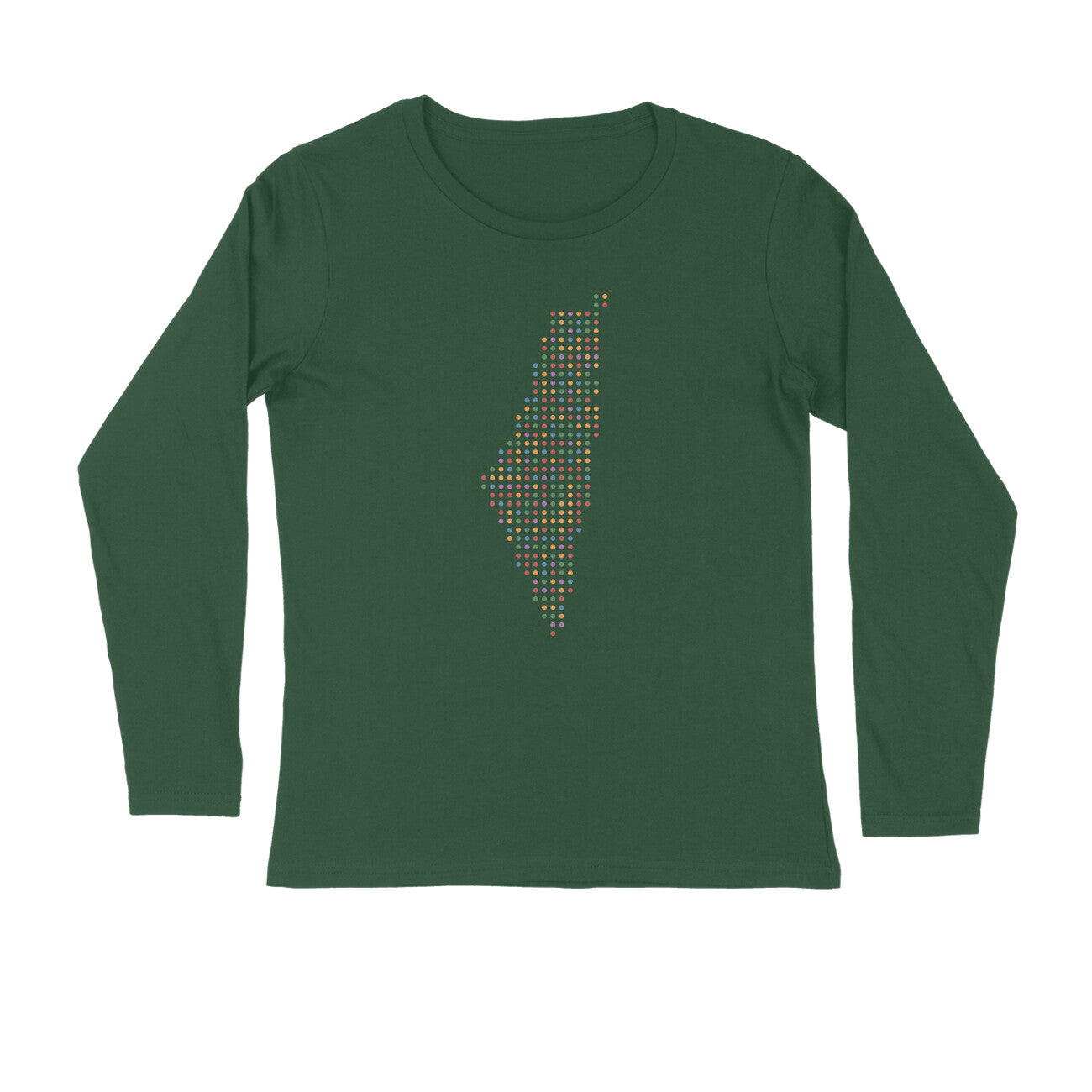 Palestine Map Color Dots Full Sleeves Tshirt