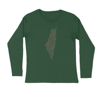 Palestine Map Color Dots Full Sleeves Tshirt