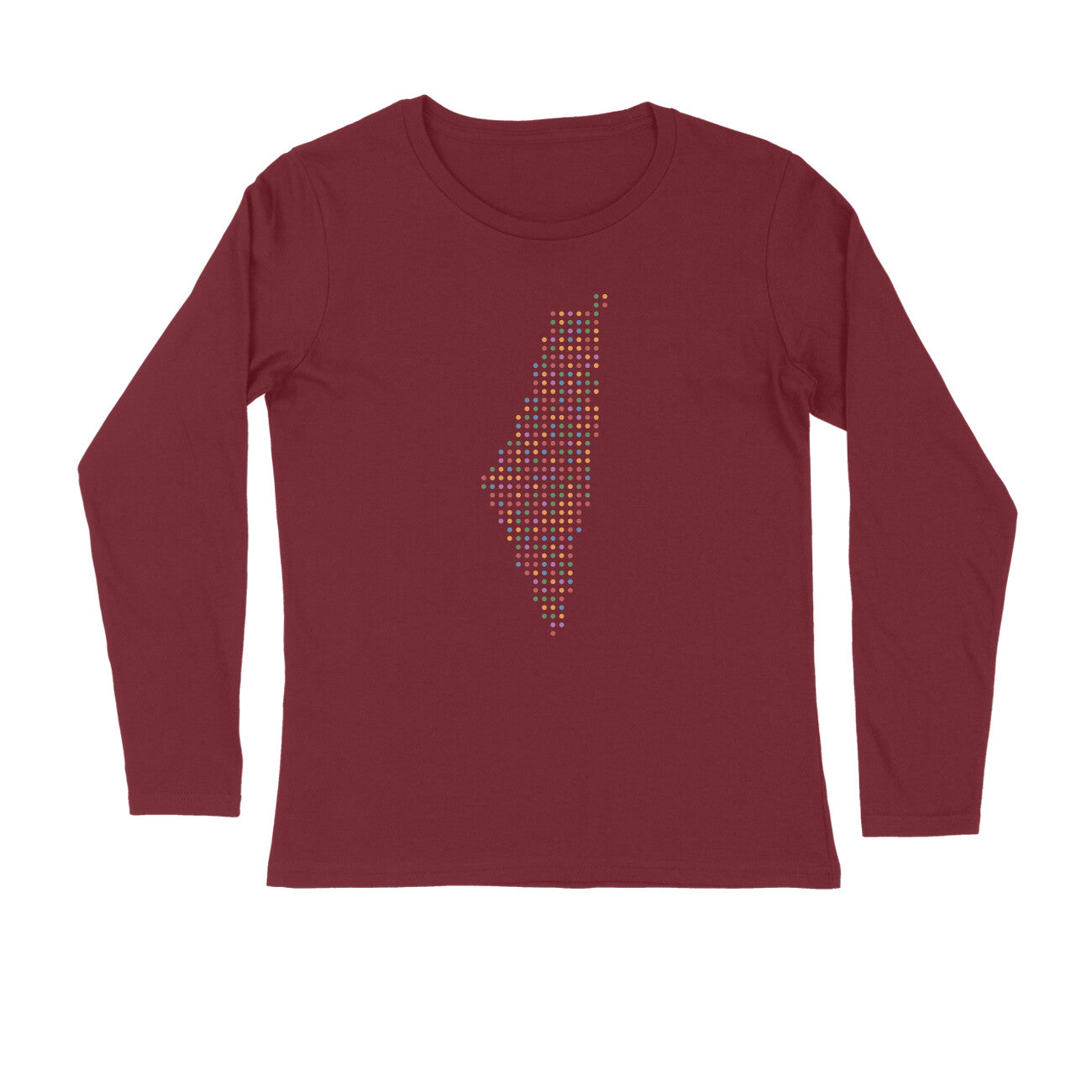 Palestine Map Color Dots Full Sleeves Tshirt