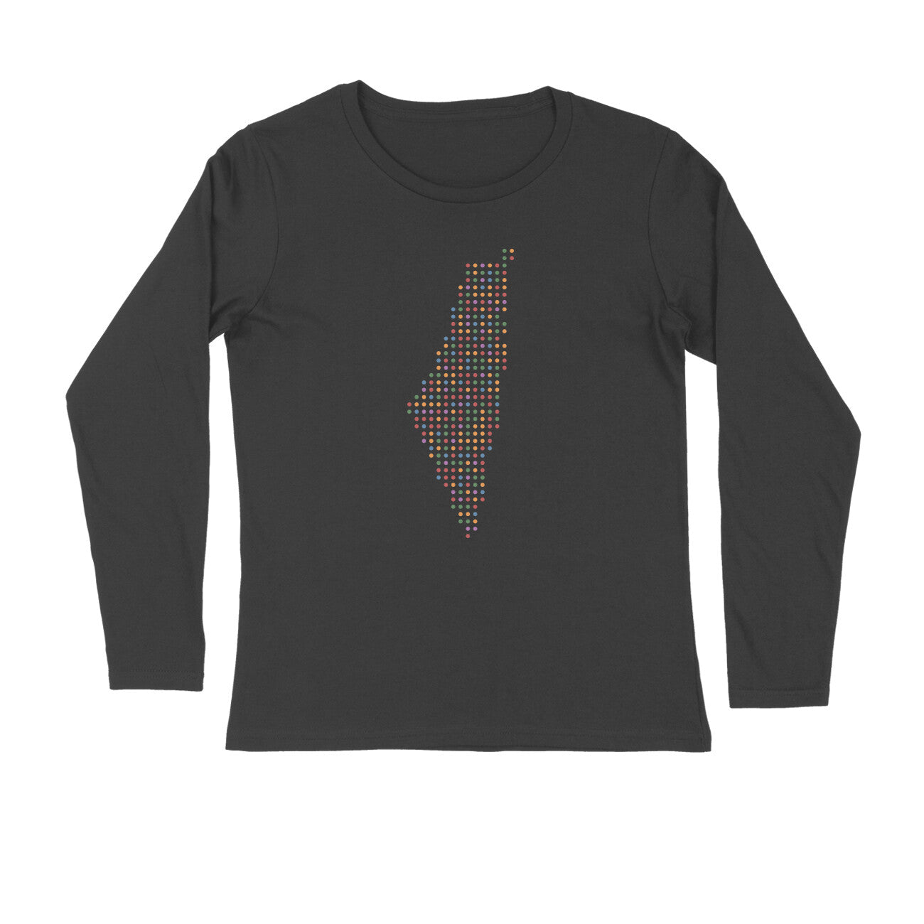 Palestine Map Color Dots Full Sleeves Tshirt