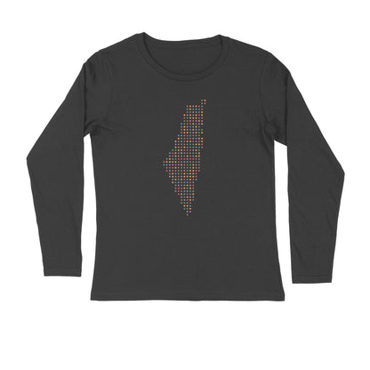 Palestine Map Color Dots Full Sleeves Tshirt